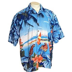 Reservoir Vintage Hawaiian Style Bird &‎ Windsurfing Graphic Mens Shirt 3X